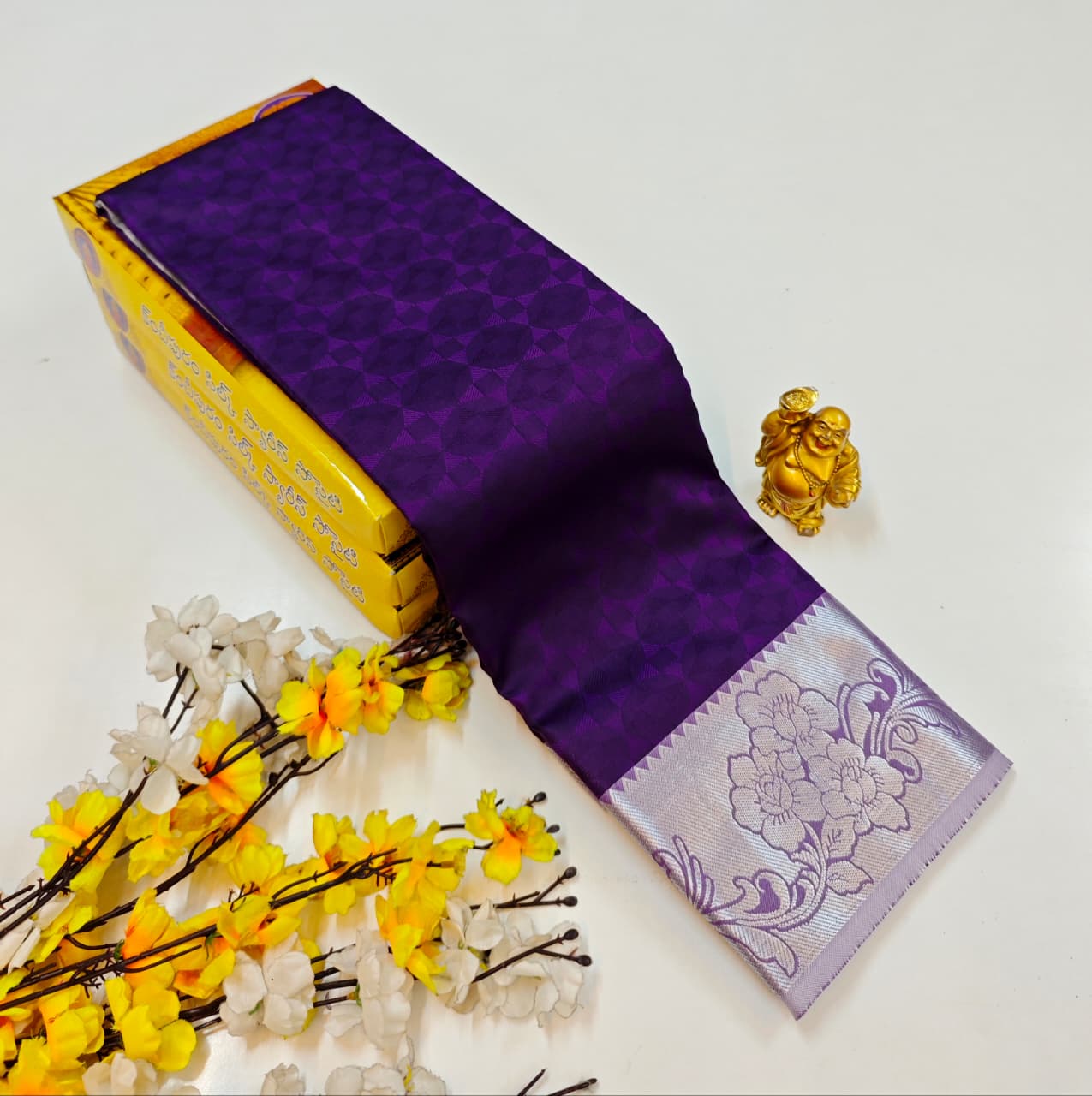 Deep Purple Bridal Soft Silk Saree with Rich Woven Beauty
